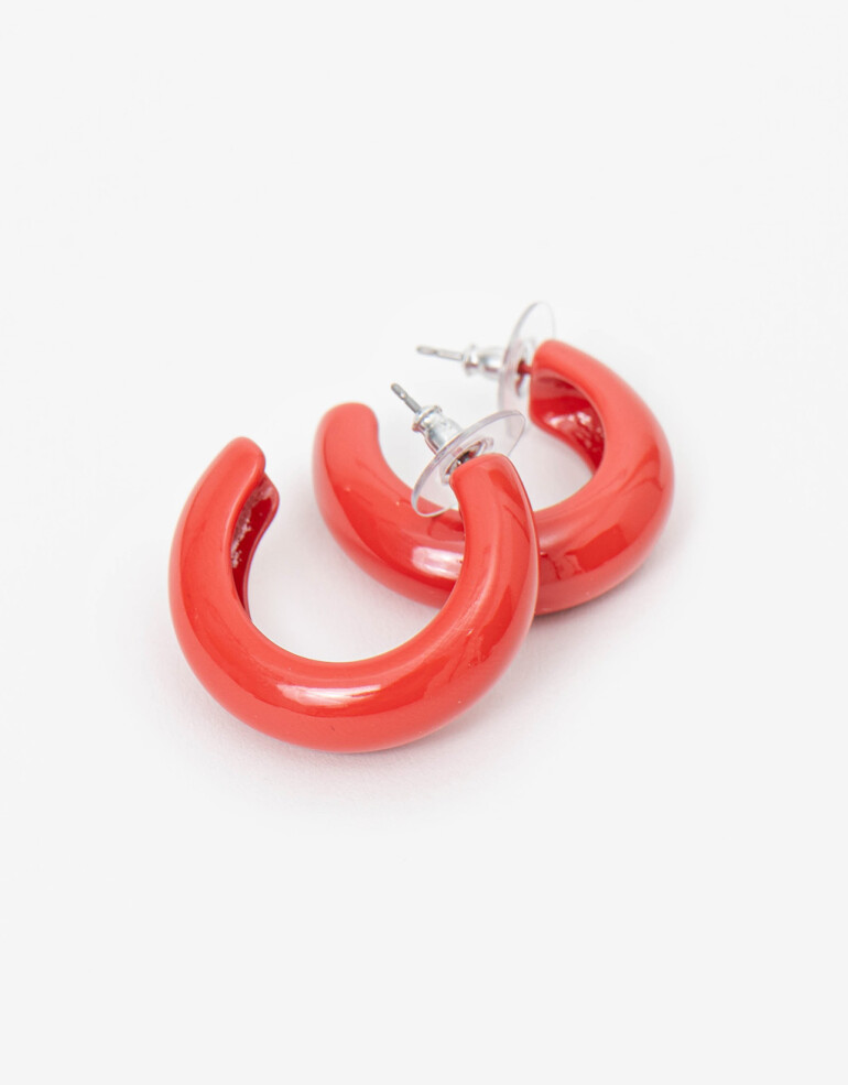 Aros Argollas Color Argollas Esmaltadas Rojas - Rojo Medio