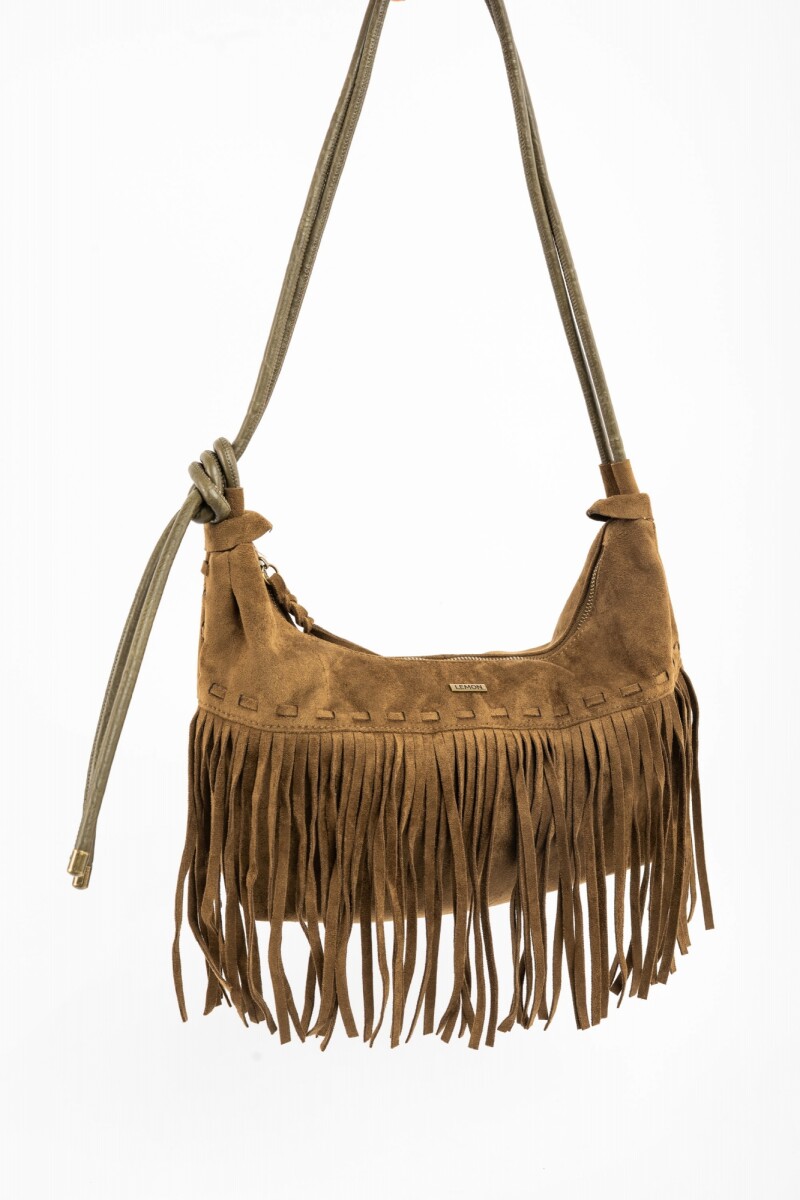 Cartera Gamuza Vegana Flecos Oliva