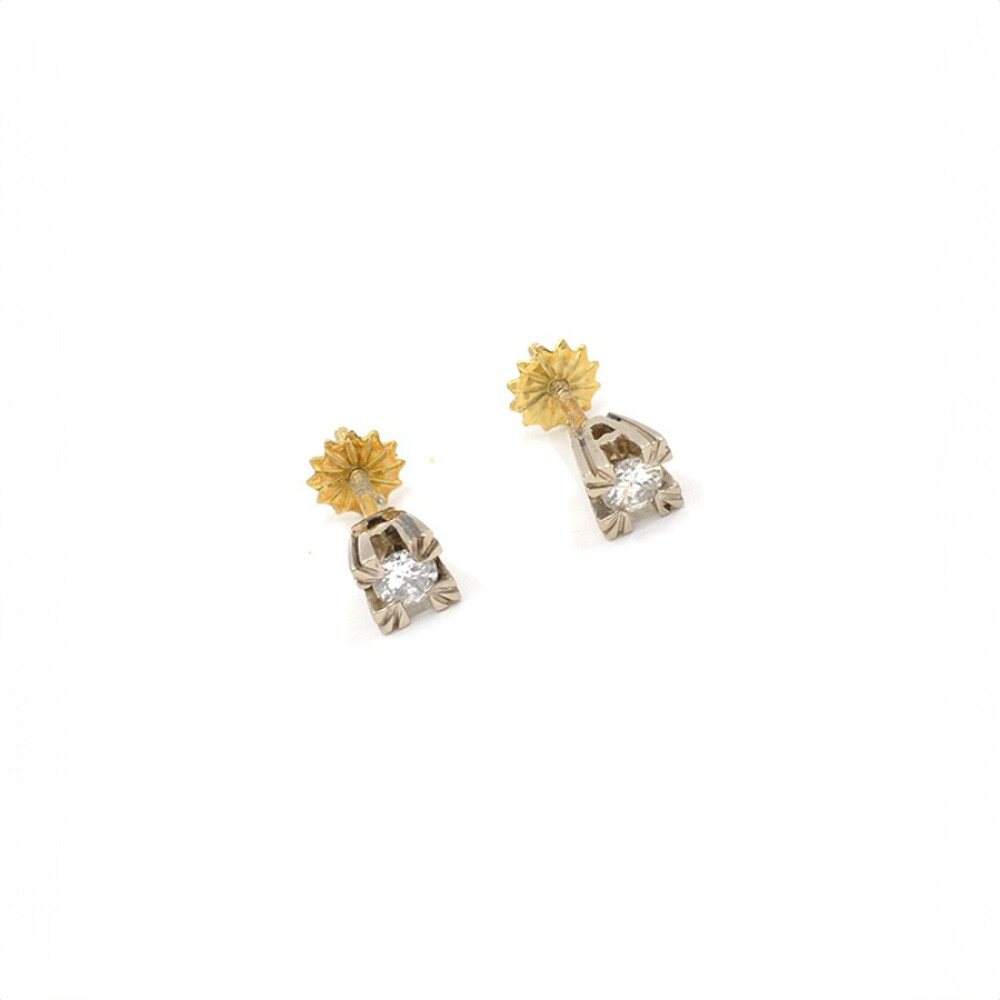 Caravanas En Oro 18K 2 Colores Y Brillantes Caravanas En Oro 18K 2 Colores Y Brillantes