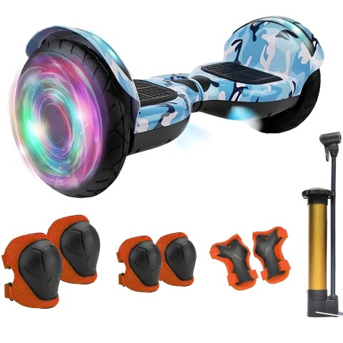 Skate Electrico Hoverboard Musica Bluetooth Luz Patineta 10" Color Variante Militar Azul