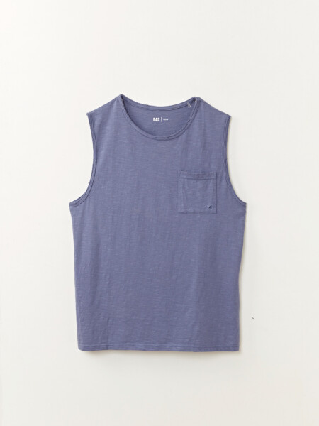 Musculosa slub bolsillo Azul Medio
