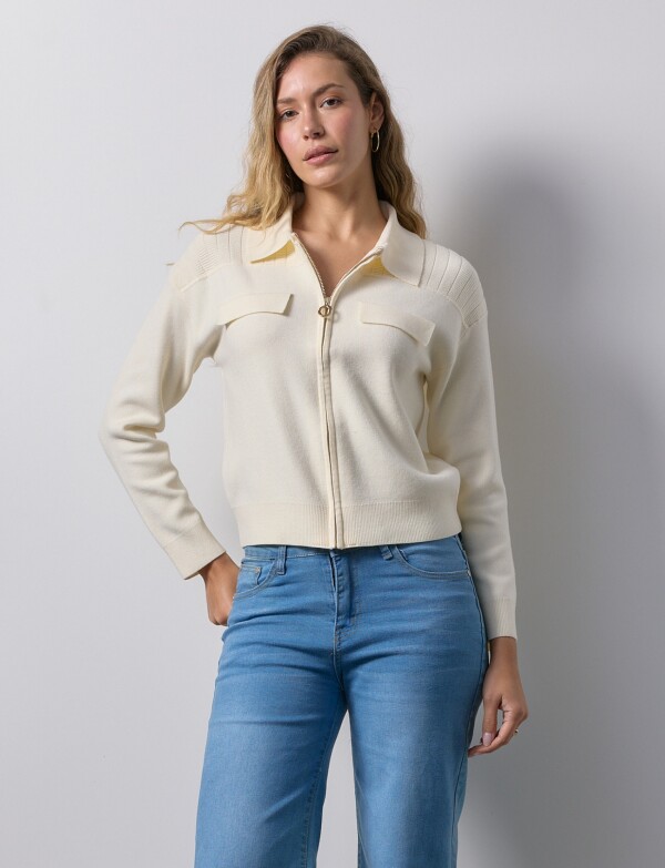 Cardigan Zip BEIGE CLARO