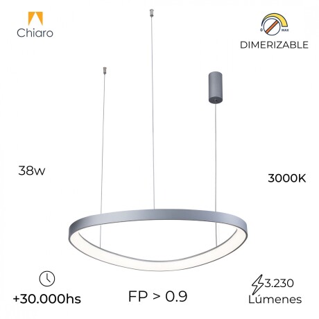 Luminaria Led Diseño triangular Dimerizable 38W, 45cm PLATA