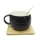 Taza Cerámica con Cuchara y Posavaso 200 ml - NEGRO
