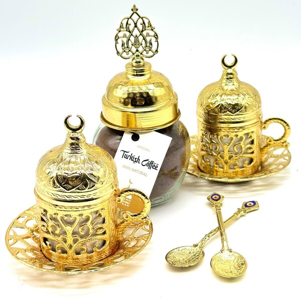 Set de café para dos personas metal Dorado