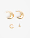 Aros Sets Strass Aros Argolla Set Metal Y Strass - Dorado