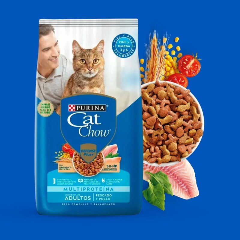 CAT CHOW GATOS ADULTOS POLLO Y PESCADO 15 KG + 3 KG DE REGALO