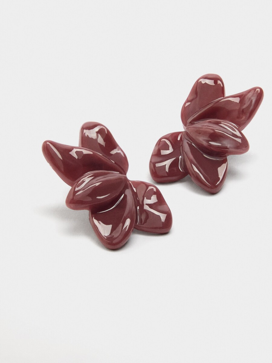 Pendientes De Media Flor burdeos