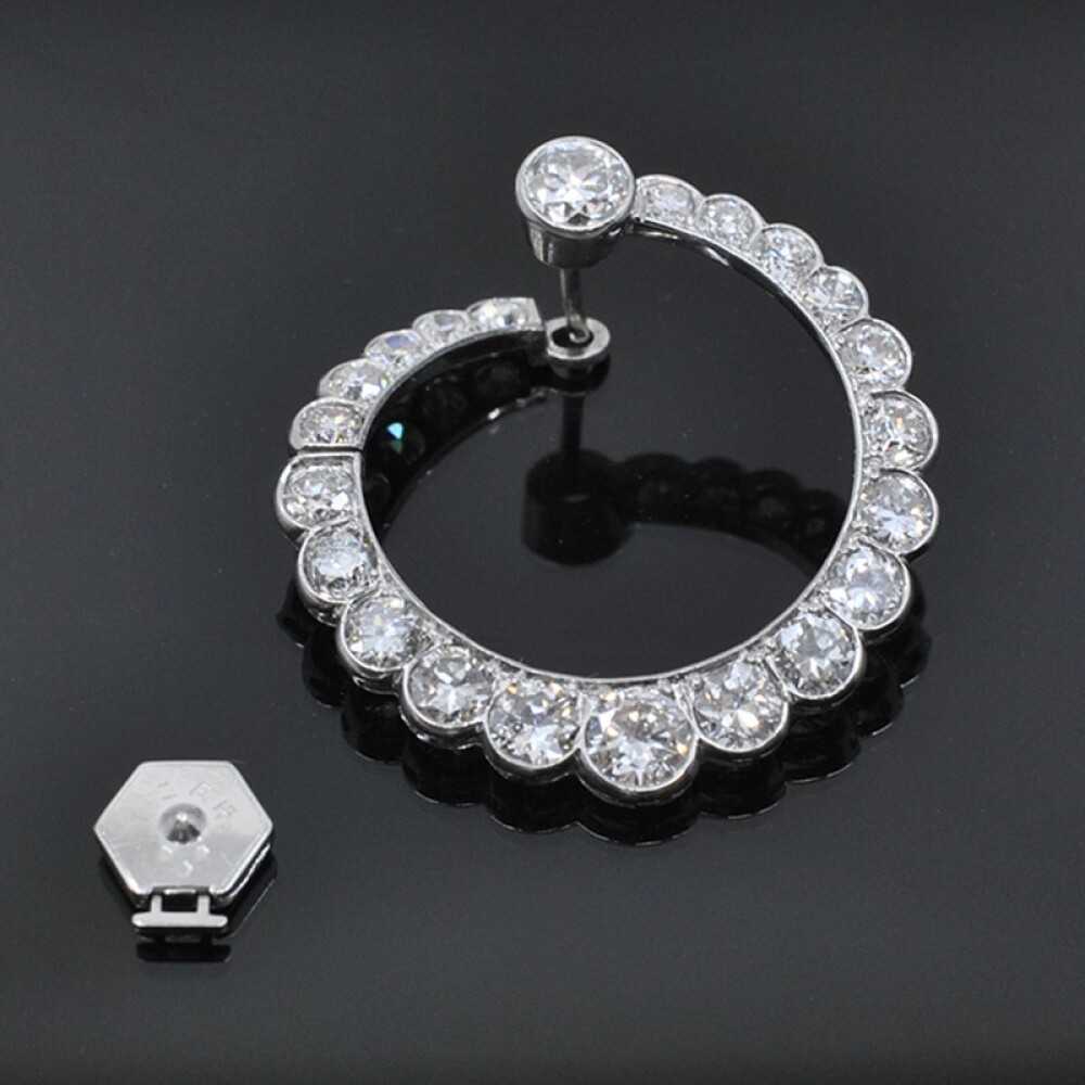 Antiguo Par De Caravanas En Platino Y Diamantes 6 Ct 1930-1950'S Antiguo Par De Caravanas En Platino Y Diamantes 6 Ct 1930-1950'S