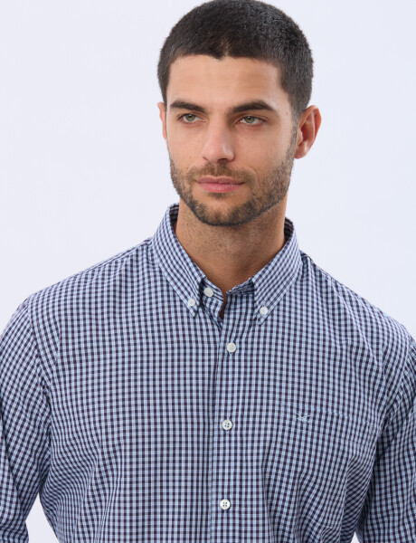 CAMISA SPORT A CUADROS Celeste