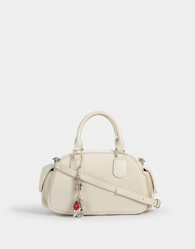 Bowling Cartera Bowling Con Charm - Blanco Crudo