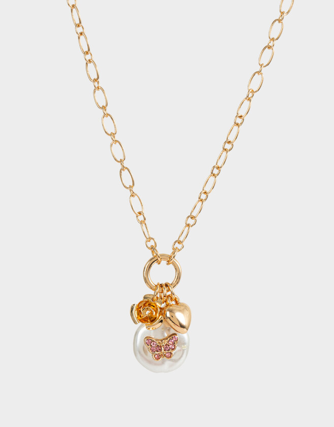 Collares Cortos Con perlas Collar Corto Con Perla Con Strass - Dorado