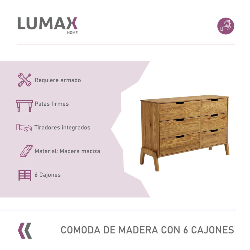 Cómoda Lumax 6 cajones de madera Cómoda Lumax 6 cajones de madera