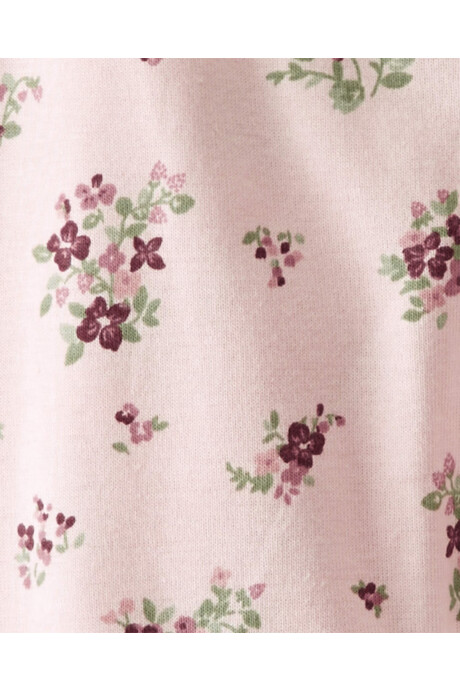 Pijama uno pieza de algodón orgánico, con pie, diseño floral Sin color