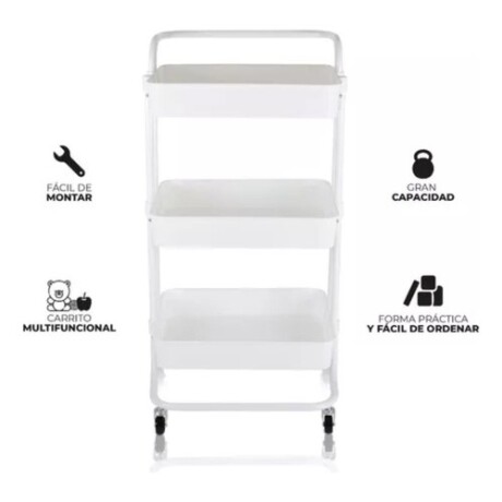 Carrito Organizador 3 Niveles Multiuso con Ruedas Blanco