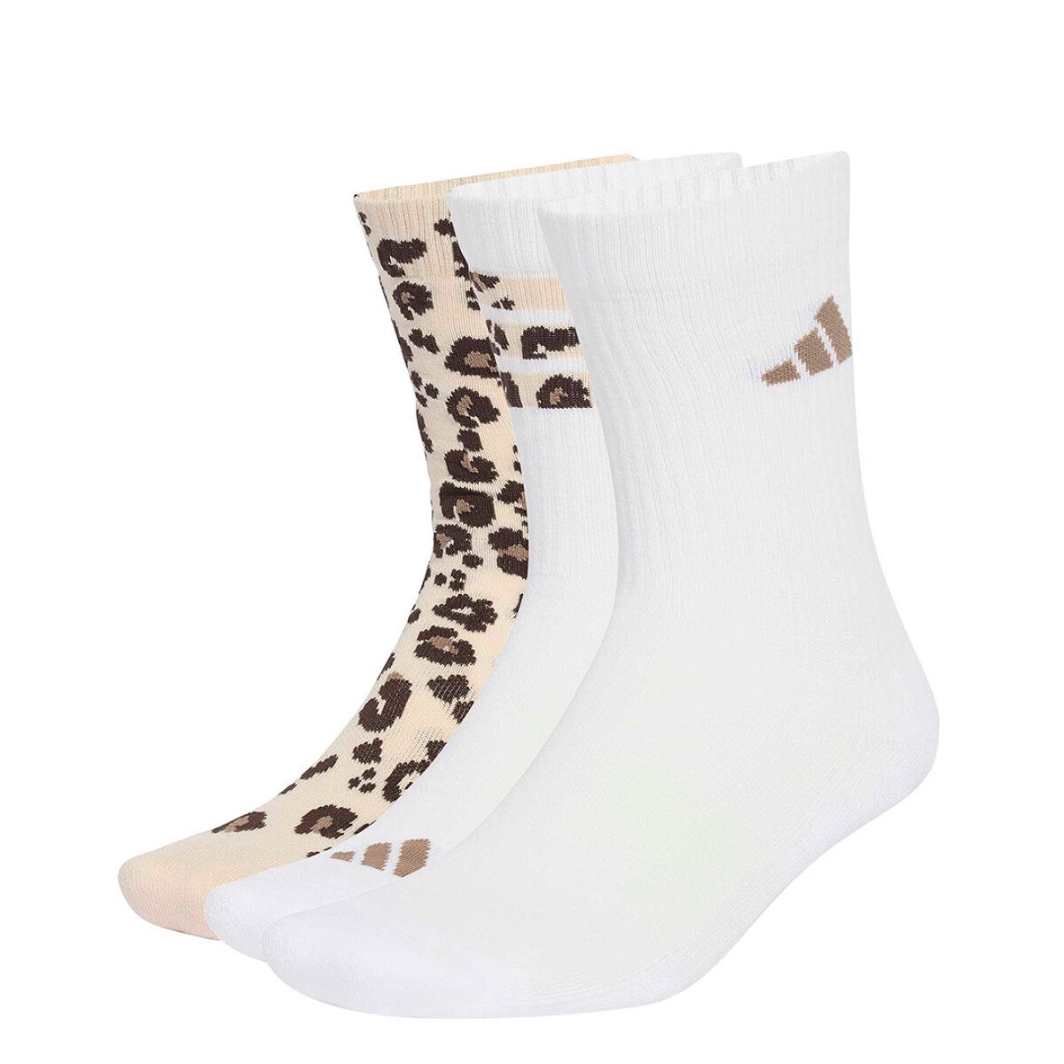 Medias de Mujer Adidas Leo Estampadas (3Pares) - Blanco - Animal Print 