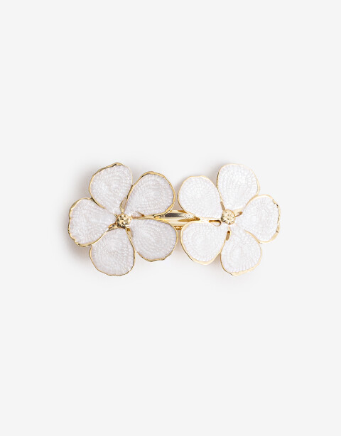 Hebillas Francesas Flores Set De 2 Hebillas Francesas Flores Metal Con Enamel - Combinacion Bicolor