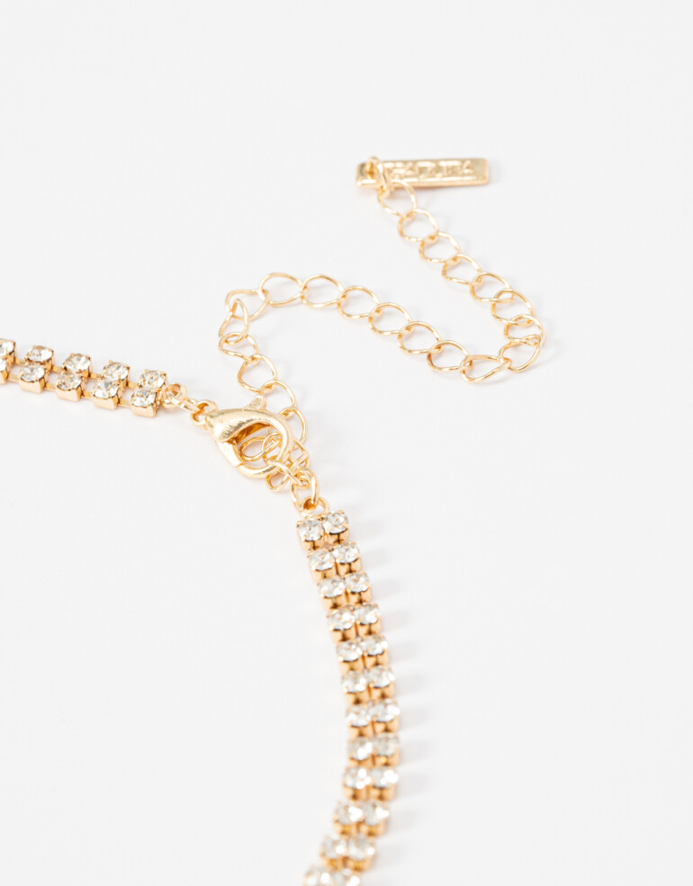 Collares Cortos Strass Collar Corto De Strass - Dorado