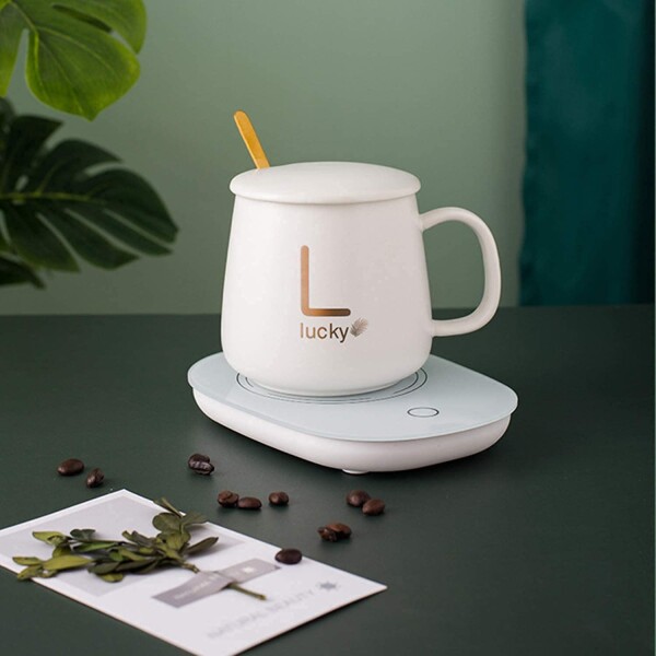 Taza De Café Té Eléctrica Usb 55 Grados Caja Obsequio Variante Color Blanco
