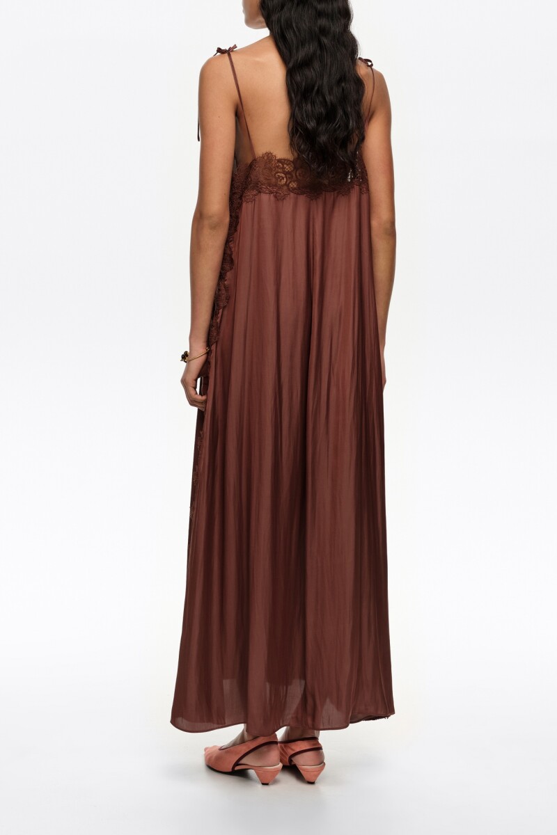VESTIDO ENCAJE Marron