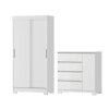 COMBO DORMITORIO – ROPERO 2 PUERTAS CORREDIZAS + CÓMODA ZAPATERA BLANCO
