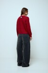 Cardigan corto con cierre rojo