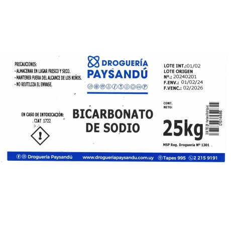 Bicarbonato de Sodio 25 kg