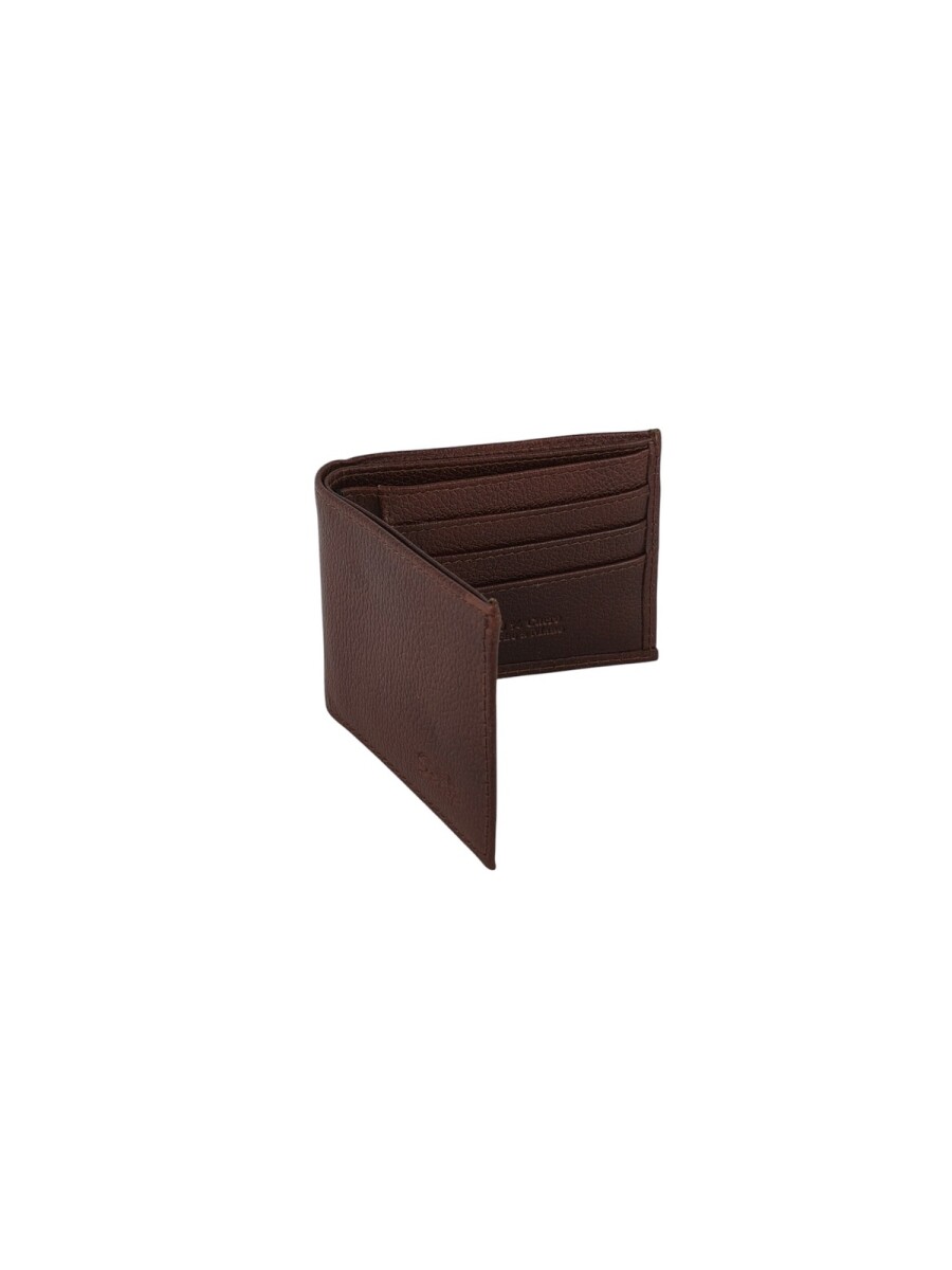 Billetera de cuero con cierre - Marron 