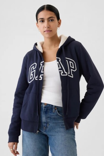 Canguro Con Corderito Logo Gap Mujer Navy Uniform