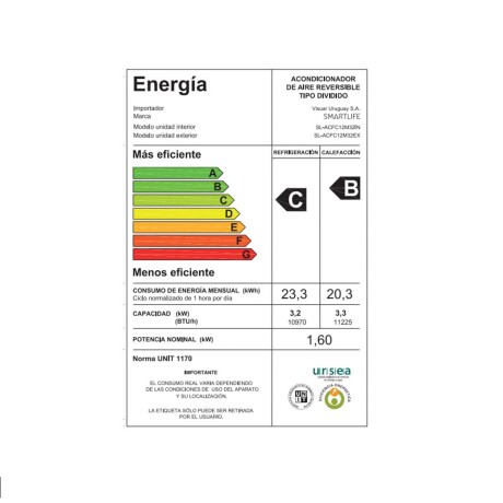 AIRE ACONDICIONADO SMARTLIFE 12000-BTU ON/OFF SL-ACFC2512C