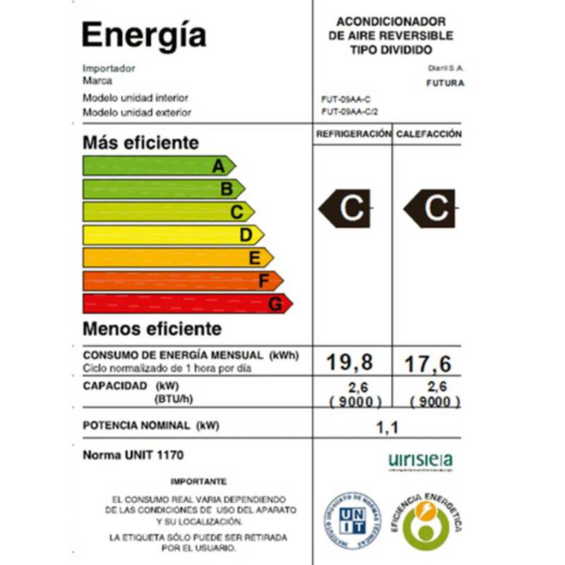 Aire Acondicionado Futura 9000btu Fut-09aa-c Aire Acondicionado Futura 9000btu Fut-09aa-c