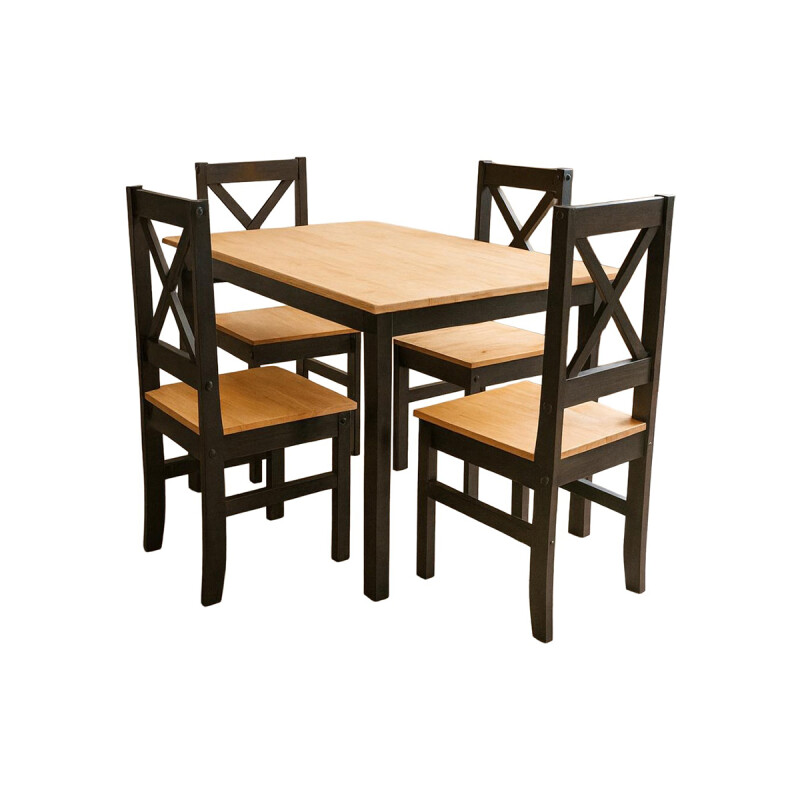 Juego De Comedor Mesa + 4 Sillas Ltc Alba 100% Madera - Negro Juego De Comedor Mesa + 4 Sillas Ltc Alba 100% Madera - Negro