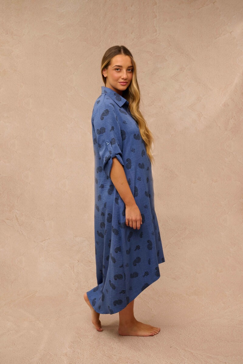 VESTIDO MILDA ESTAMPADO AZUL VESTIDO MILDA ESTAMPADO AZUL