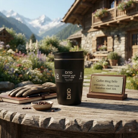 Vaso Térmico brio Café Jarra Mug 350ml Acero Inoxidable Negro