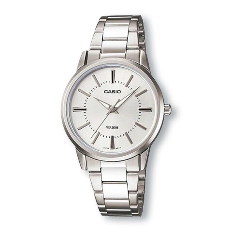 Reloj Casio LTP1303D-7AVDF para dama con correa de acero Plateado