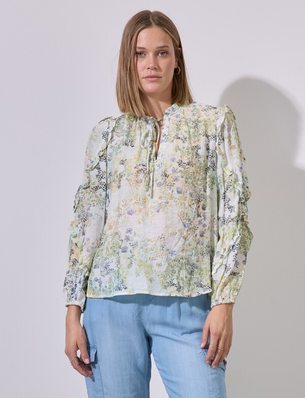 Blusa Lazo Gasa Print VERDE/MULTI