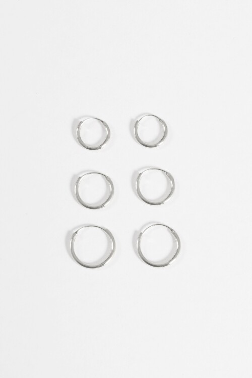 Set de aros pequeños plateado