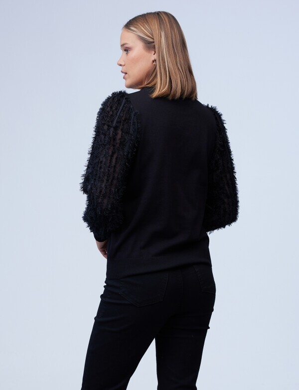 Buzo Manga Desflecada NEGRO