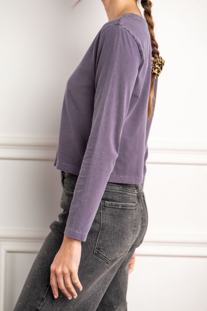 Remera Manga Larga Lavada Violeta