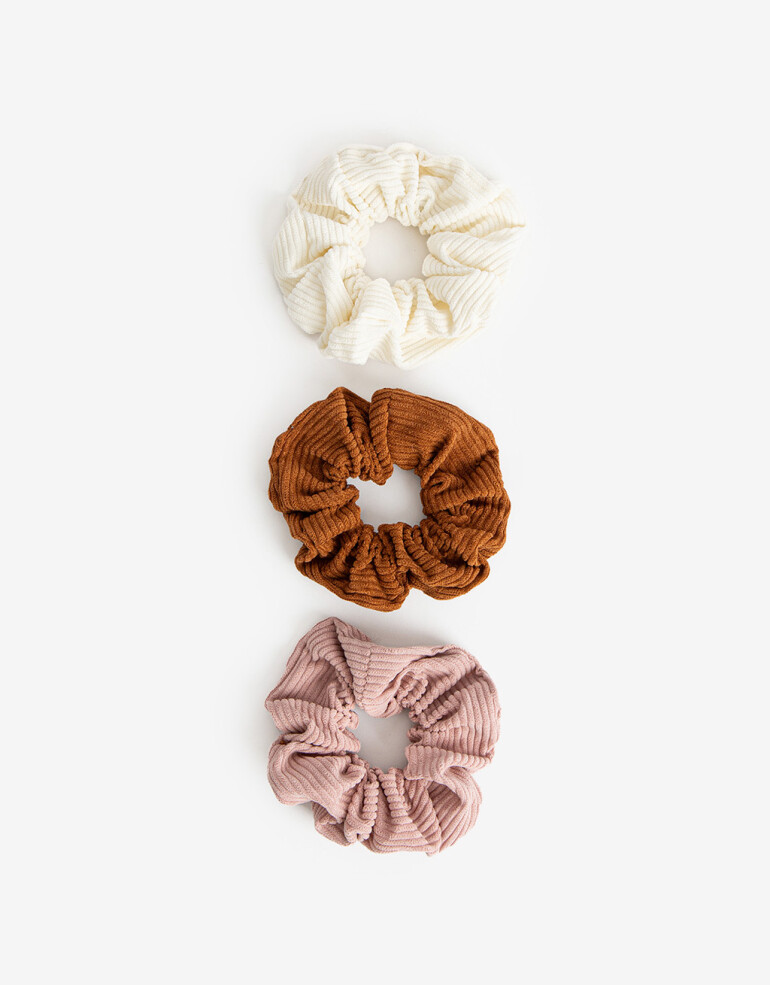 Skunzies Lisas Set De Scrunchies De Corderoy - Combinacion Tricolor