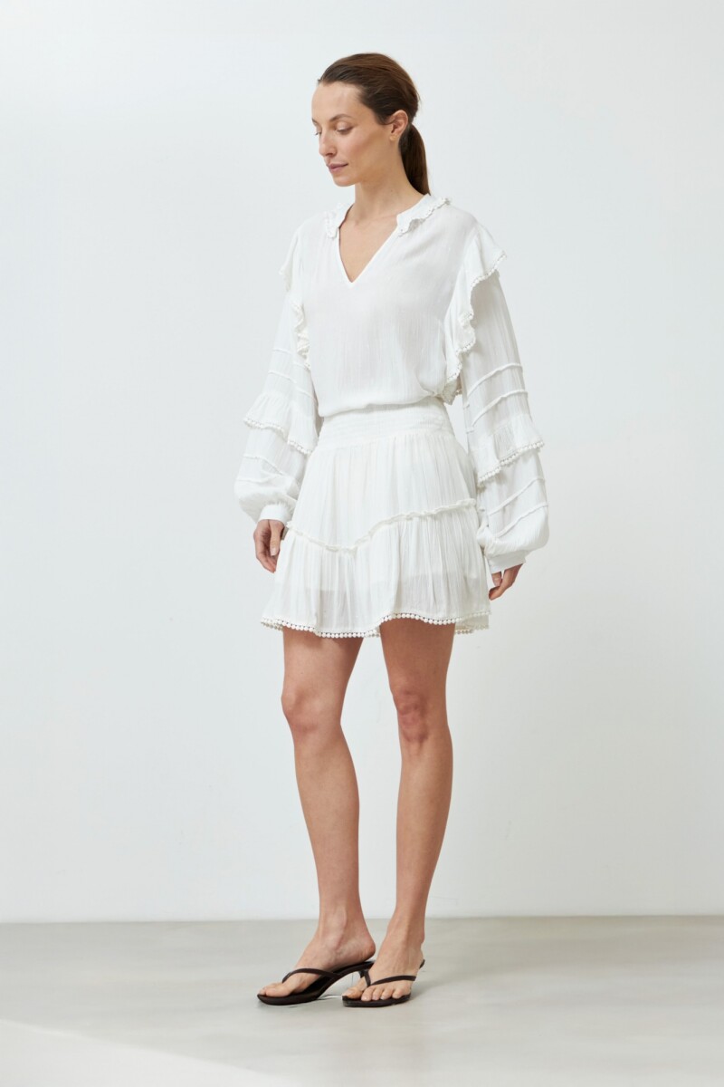 Falda bambula con volados crudo