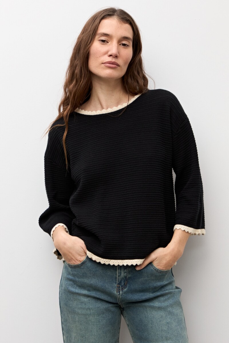 Sweater escote bote negro