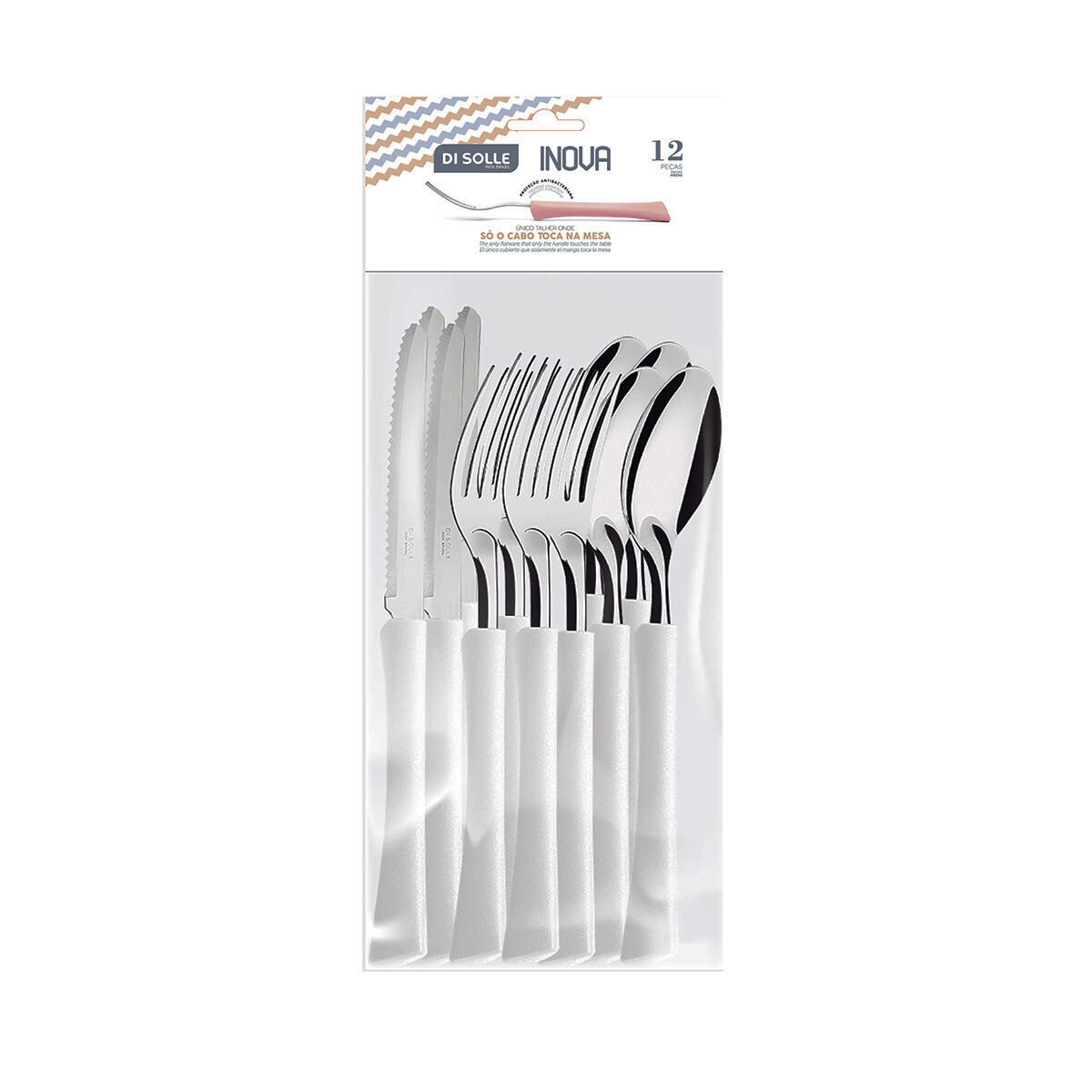 Juego de cubiertos x12 Pzas acero inox - BLANCO 