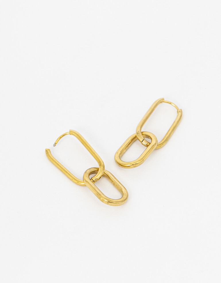 Aros Colgantes Cortos Metal Aros Cortos Eslabones Acero - Dorado