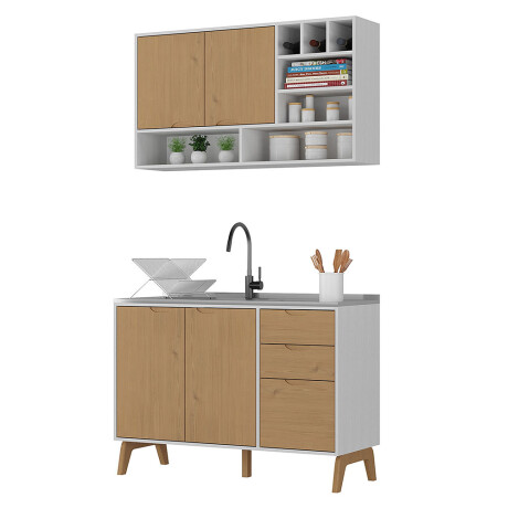 Aereo + Bajo mesada Linea Veneza Blanco/Miel