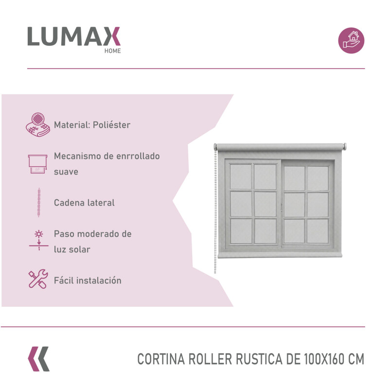 Cortina Roller Rústica Lumax Colores 1.0 X 1.6 M Calidad Gris