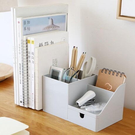 Organizador Multifunción Escritorio Oficina Hogar Accesorios Gris Claro