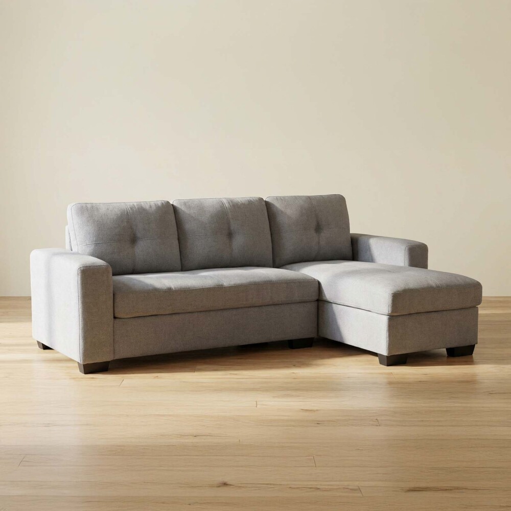 SOFÁ C/CHAISE MÁS DE 4 CUERPOS TELA GRIS DETROIT