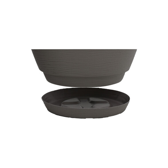 Maceta "ASTECA" Ø38x32cm. símil cemento con plato -TRAMONTINA TD0266