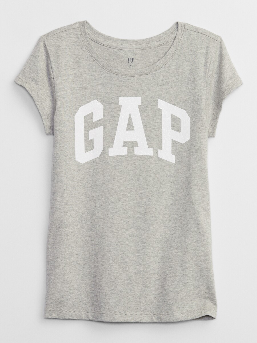 Remera Logo Gap Con Brillantina Niña - Light Heather Grey B08 